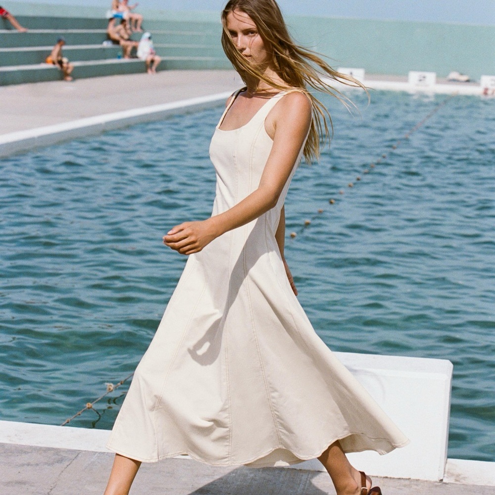 Zara Cream Long Sleeve Dress